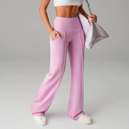 ⏰ 50.000+ VERKAUFT!💕 Damen-Unifarbene Weite Straight-Leg-Hose