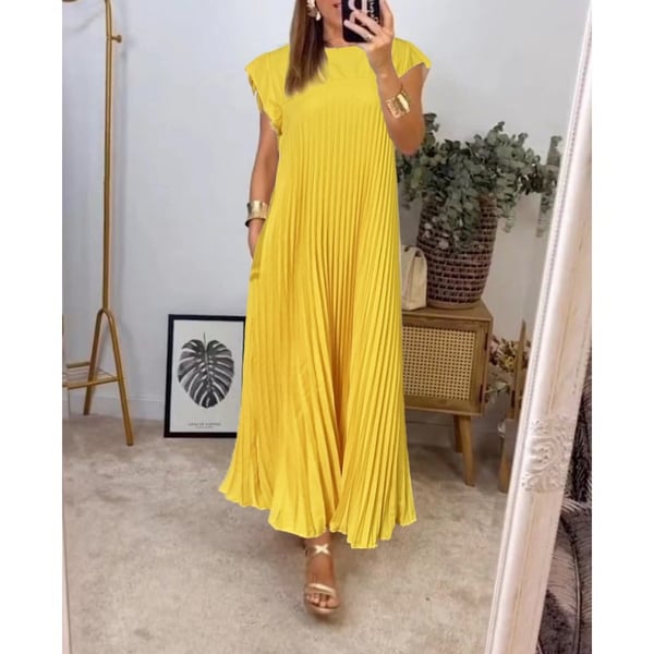 ⏳Begrenzte Zeit 50% Rabatt💥💞Damen Plissee einfaches einfarbiges Kleid