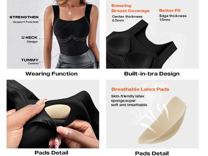 🎁Weihnachtsverkauf 50 % Rabatt Damen Thermo-Tanktop mit U-Ausschnitt und integriertem BH