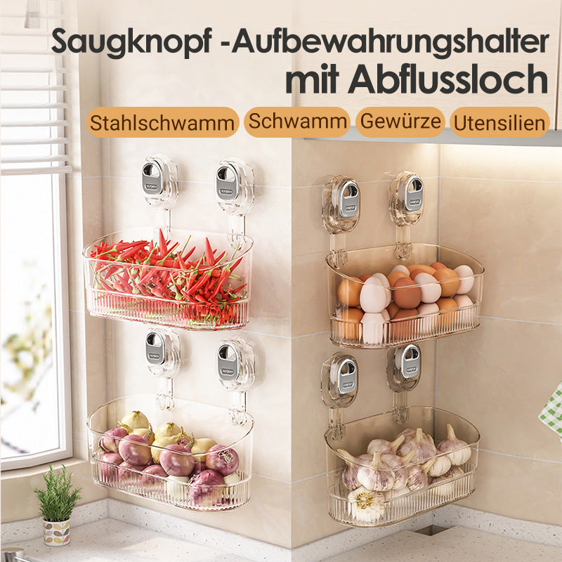 🔥Neues Upgrade 🔥Aufbewahrungsregal mit Saugnapf und Abflussloch