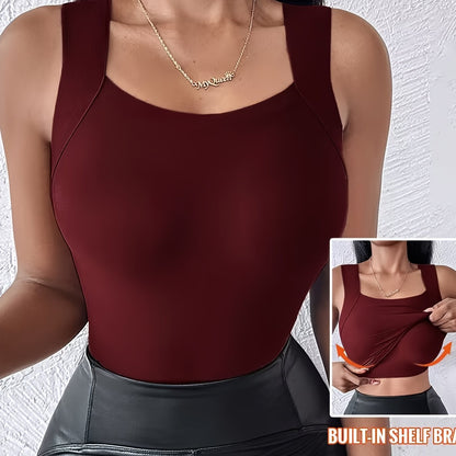 💐Thermische Tank-Tops für Damen mit U-Ausschnitt und integriertem BH💓