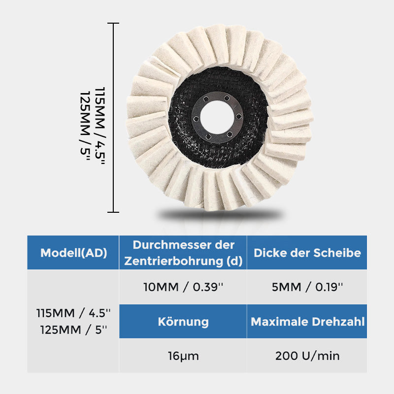 ✨ KAUFE 1, ERHALTE 1 GRATIS ! 🔧 Polierscheibe aus Wollfilz – Einfach zu Handhaben, Schonend für Oberflächen & Professionelles Ergebnis 🧽
