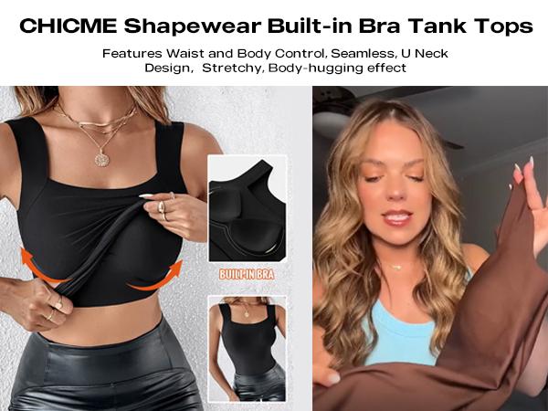 🎁Weihnachtsverkauf 50 % Rabatt Damen Thermo-Tanktop mit U-Ausschnitt und integriertem BH
