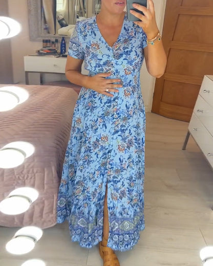 🔥 Novedades primavera 2025: 49% de descuento 🔥 Vestido con estampado floral y cuello en V