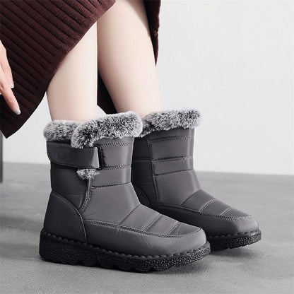 🎄🎁Regalo ideal: botas de nieve antideslizantes de peluche de conejo para mujer.