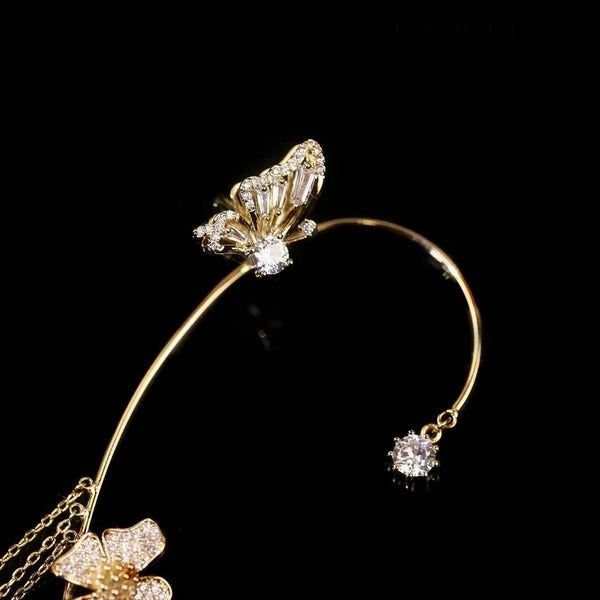 💕💕Schlichte Ohrclips mit Schmetterlings- und Blumenmotiv & Quasten – Elegant & bequem, ohne Ohrloch 🌸🦋