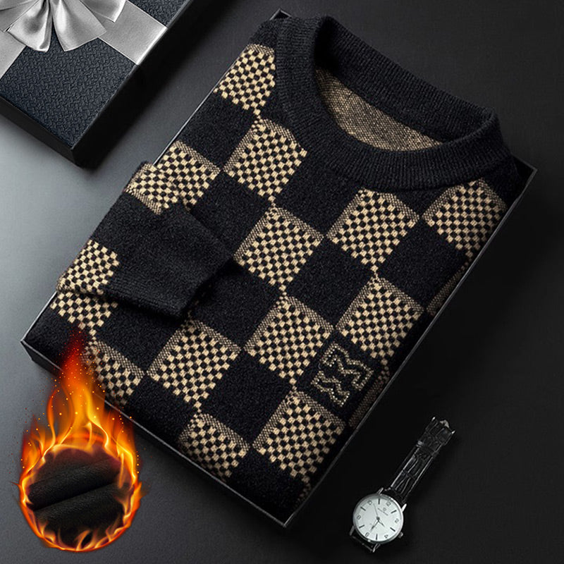 🔥Heißer Verkauf 54% OFF 🔥 Herren kariert gedruckt Mock Neck Verdickter Pullover Pullover