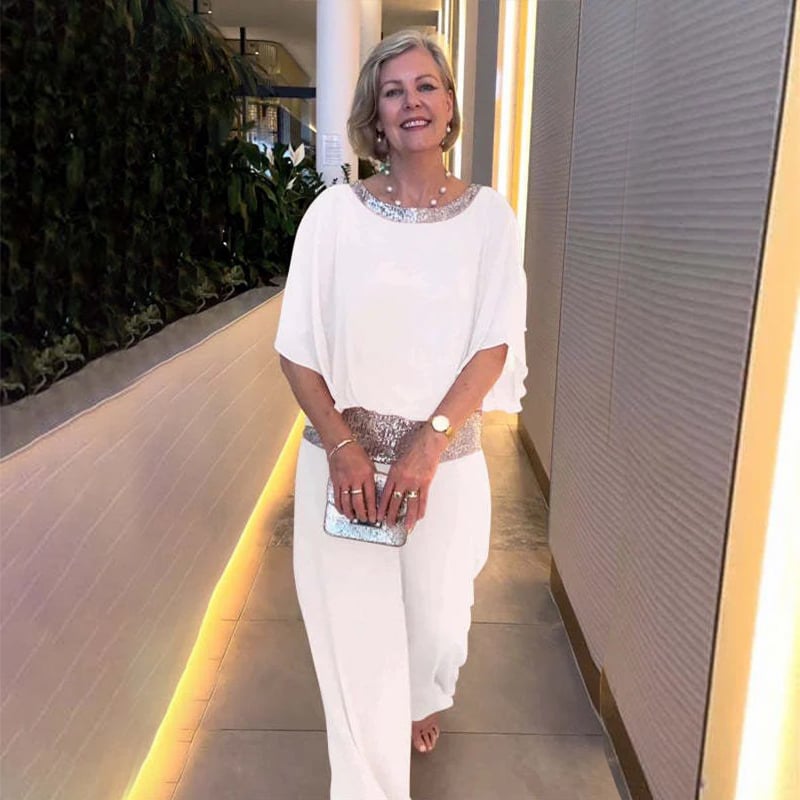 ⏳Begrenzte Zeit 50% Rabatt💥💃 Elegantes zweiteiliges Set im Colorblock-Stil mit Pailletten