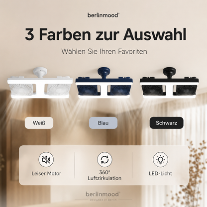 🌬️✨Deckenventilator mit Doppelkopf und LED-Licht – modernes Design mit Fernbedienung für Wohnzimmer & Schlafzimmer