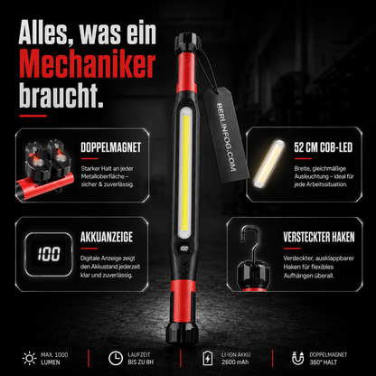 📢📢50 % Rabatt!! ⏰💡Wiederaufladbare Werkstattleuchte – 3000 LM, IPX4 Wassergeschützt & 360° Haken!