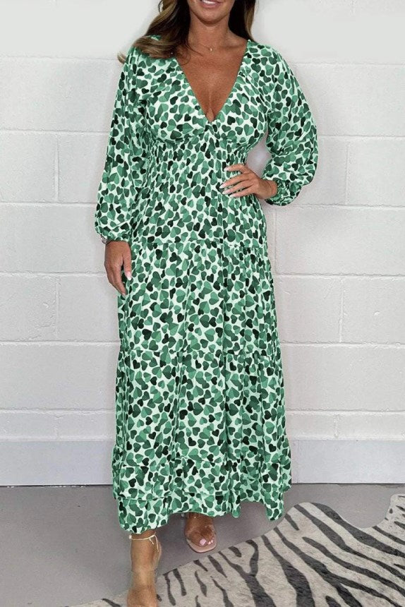 ✨️ Bedrucktes, sexy Kleid mit tiefem V-Ausschnitt für Damen