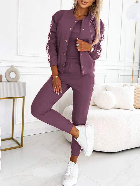 ⏳Begrenzte Zeit 50% Rabatt💥Dreiteiliges Set aus Baseballjacke und -hose für Damen