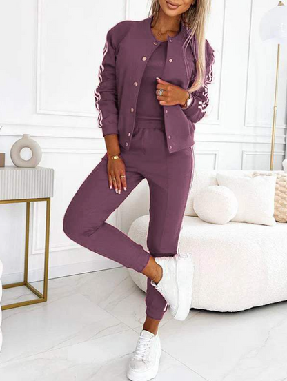 ⏳Begrenzte Zeit 50% Rabatt💥Dreiteiliges Set aus Baseballjacke und -hose für Damen
