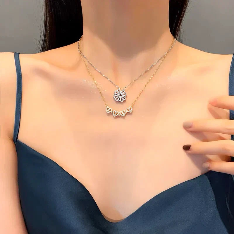 💗LETZTER TAG AKTION - 50% RABATT💗Halskette in Herzform mit vier Blättern
