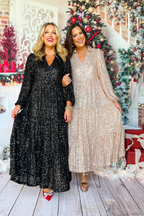Elegantes Pailletten-Maxi-Kleid
