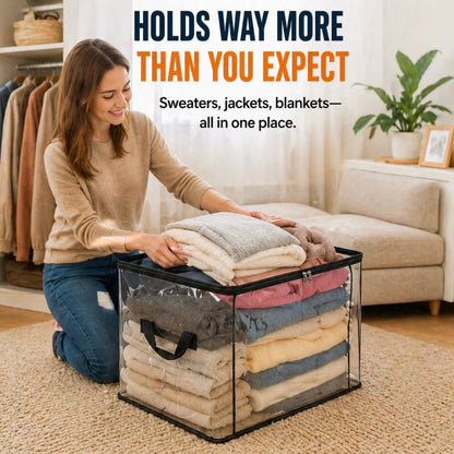 ⏳LETZTER TAG: 2 kaufen, 1 gratis!!💕HomeVault™🇩🇪 Transparente Aufbewahrungstasche – groß, staub- und feuchtigkeitsdicht, mit Griff✨Der ultimative All-in-One-Organizer für Kleidung, Spielzeug, Bücher, Kuscheltiere und einfach alles! 🧸📚👕🧦