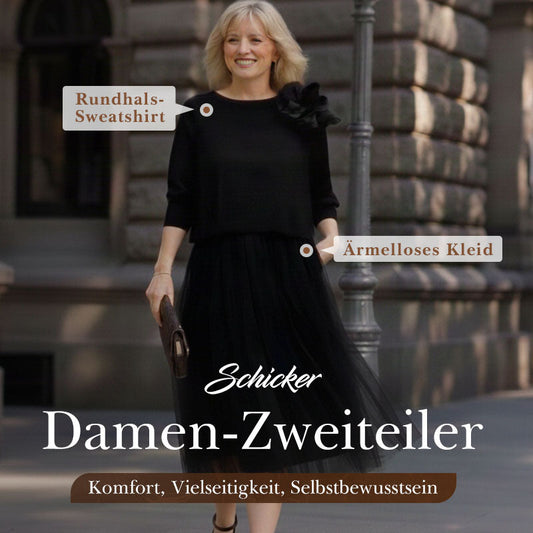 🔥Solange der Vorrat reicht 40 % Rabatt!🎉Damen zweiteiliges Set: Langarm-Oberteil und ärmelloses Kleid