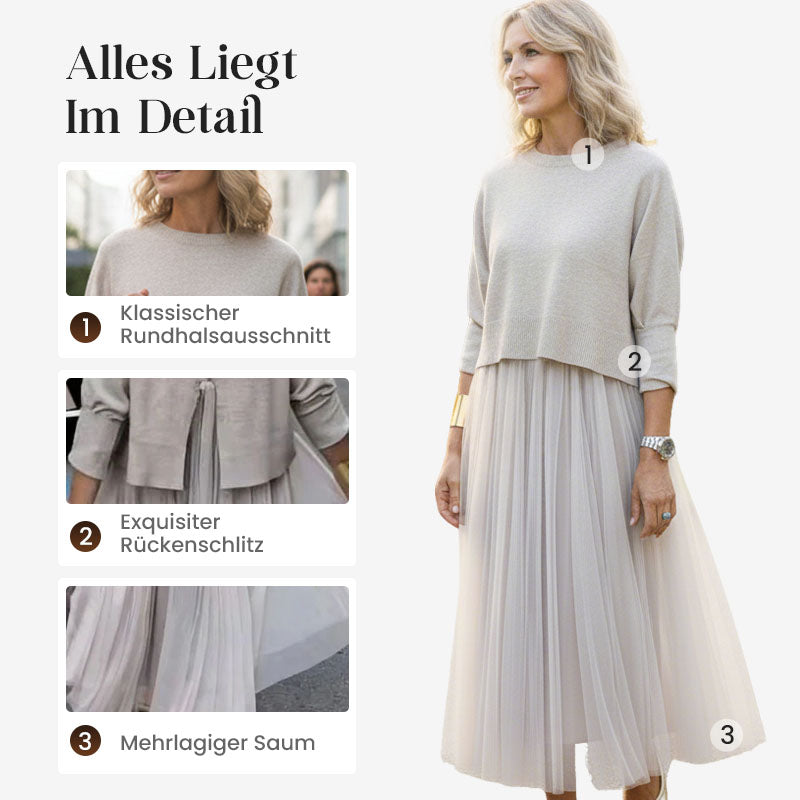 🔥Solange der Vorrat reicht 40 % Rabatt!🎉Damen zweiteiliges Set: Langarm-Oberteil und ärmelloses Kleid