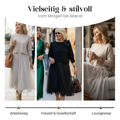 🔥Solange der Vorrat reicht 40 % Rabatt!🎉Damen zweiteiliges Set: Langarm-Oberteil und ärmelloses Kleid