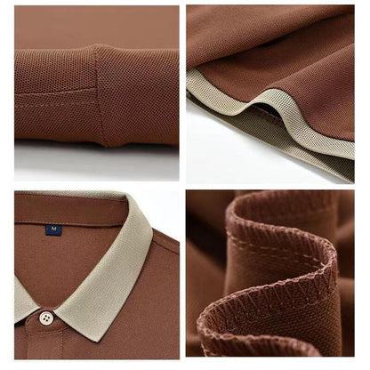 Lässige, kurze Ärmel mit Stickerei und Revers für Herren