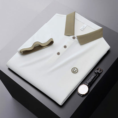 Lässige, kurze Ärmel mit Stickerei und Revers für Herren