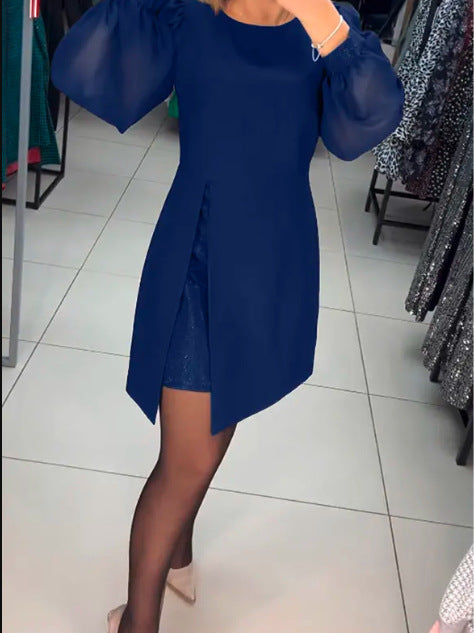 56%Rabatte💥Schlichtes, elegantes, sexy, seidiges Langarmkleid