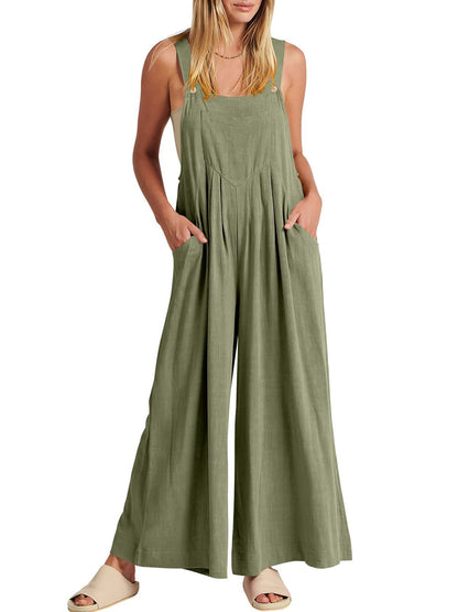 💝Ärmelloser Jumpsuit für Damen mit weitem Bein und Taschen