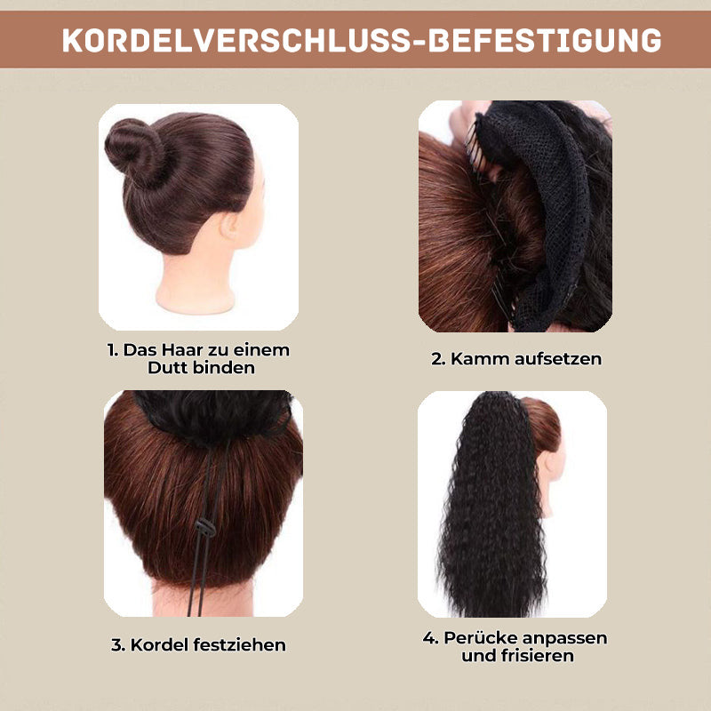 18 Zoll lockige, gewellte Frizz-Haarverlängerung mit Pferdeschwanz