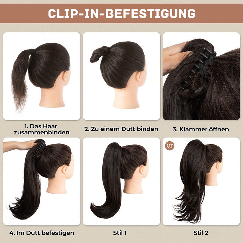 18 Zoll lockige, gewellte Frizz-Haarverlängerung mit Pferdeschwanz
