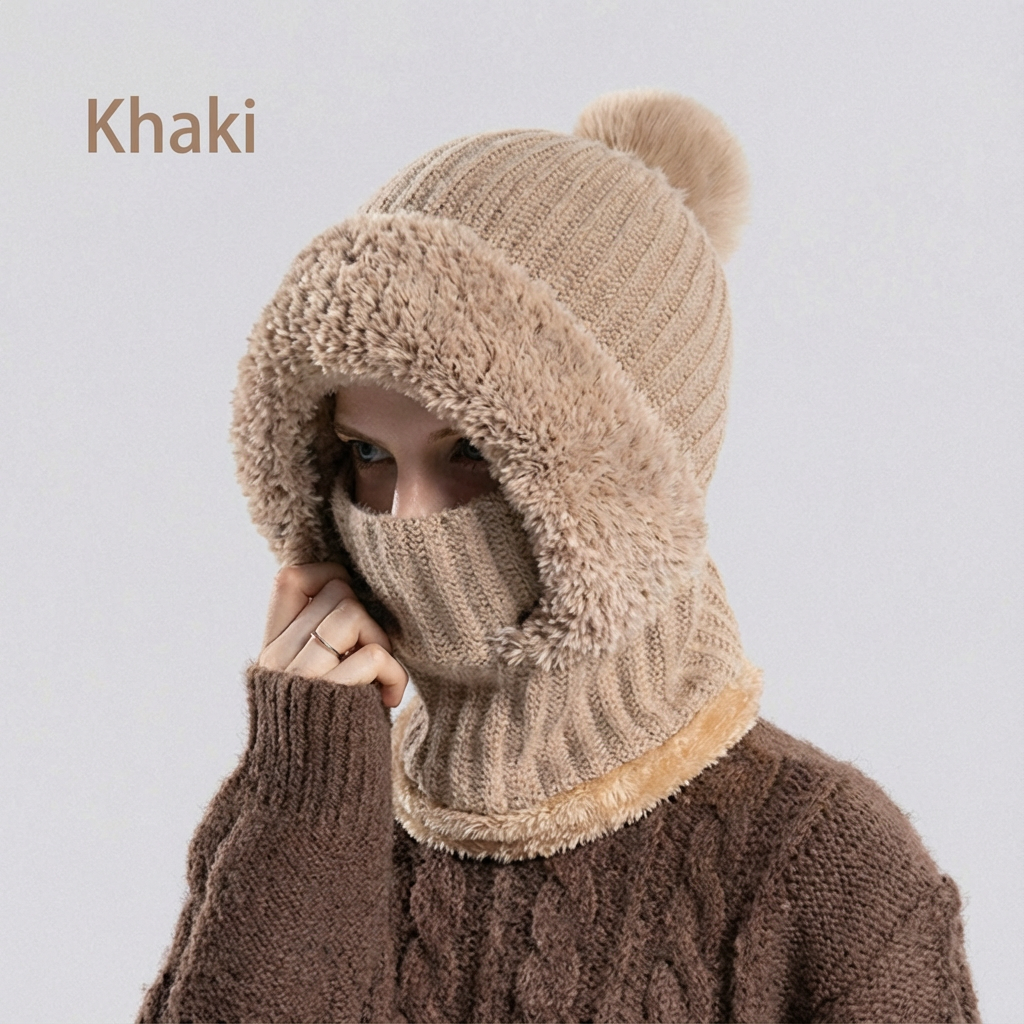 🔥Der Black-Friday-Sale endet bald🔥Women's Winter One-Piece Knitted Beanie Scarf Mask