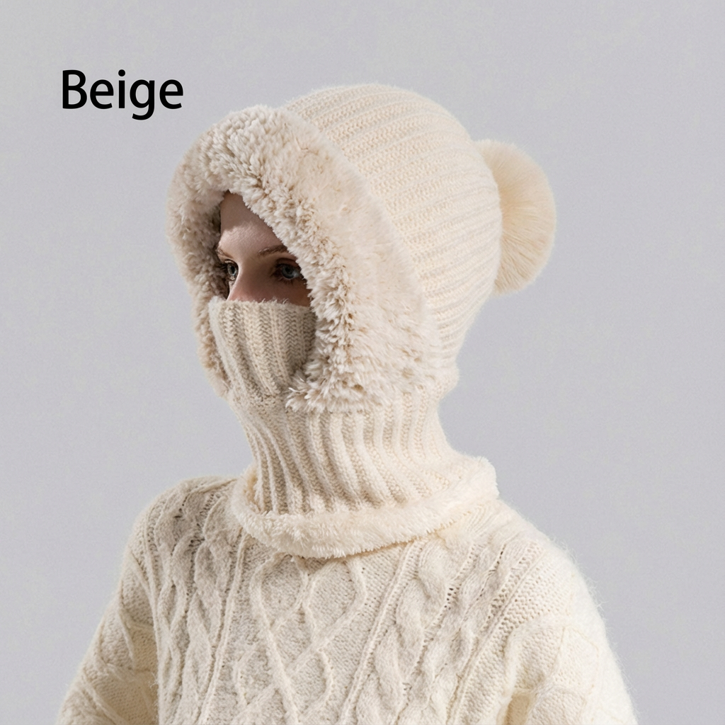 🔥Der Black-Friday-Sale endet bald🔥Women's Winter One-Piece Knitted Beanie Scarf Mask