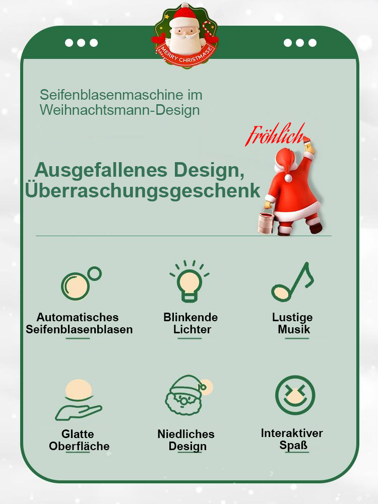 🔥Frühzeitiger Weihnachtsverkauf 🎅Lustige Seifenblasenmaschine im Weihnachtsmann-Design