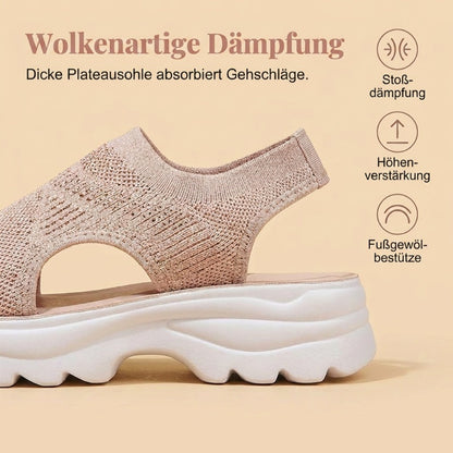Atmungsaktive Plateau-Sandalen aus Mesh für Damen
