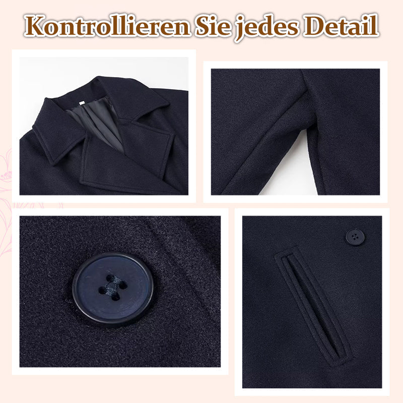 Doppelreihige Damen-Kurzjacke in Uni-Farbe mit Reverskragen