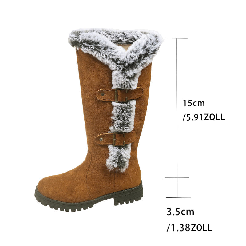 ✨ LETZTER TAG VERKAUF 71% RABATT ✨Damen Schneestiefel in mittlerer Wadenhöhe mit dicker Kunstplüsch-Fütterung
