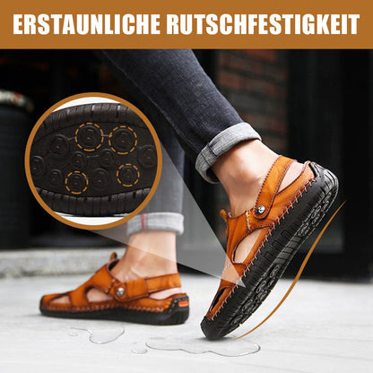 🏆Bis zu 50 % Rabatt!🔥Große Größe Weiches Leder Männer Atmungsaktive Outdoor-Sandalen