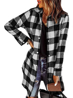 Karierte Longline-Hemdjacke für Damen