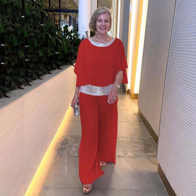 ⏳Begrenzte Zeit 50% Rabatt💥💃 Elegantes zweiteiliges Set im Colorblock-Stil mit Pailletten