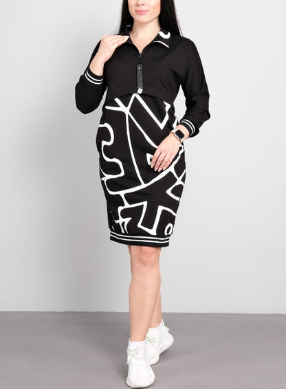 54% de descuento💥 Vestido casual ajustado con estampado y cremallera para mujer