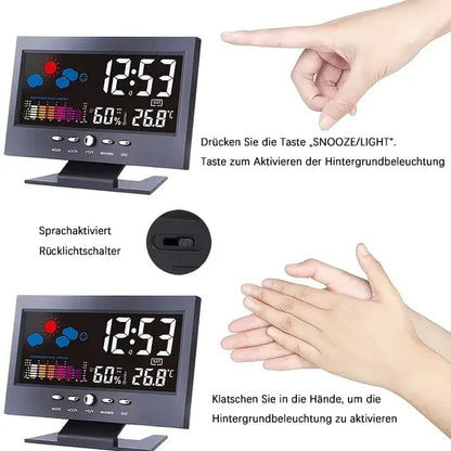 🔥El mejor regalo: 50% de descuento🔥Monitor digital LED de temperatura y humedad, pronóstico del tiempo, reloj despertador LED de escritorio