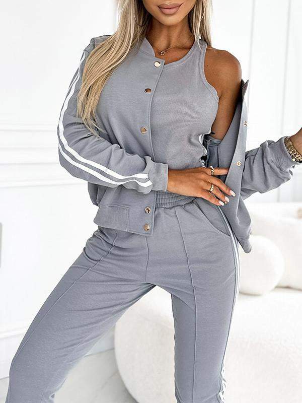 ⏳Begrenzte Zeit 50% Rabatt💥Dreiteiliges Set aus Baseballjacke und -hose für Damen