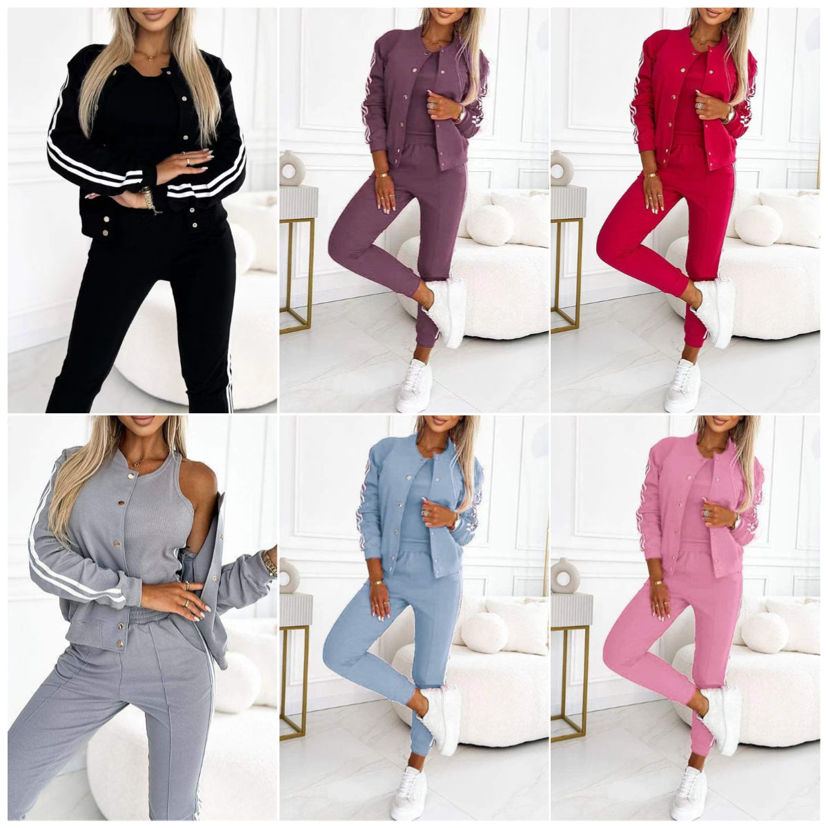 ⏳Begrenzte Zeit 50% Rabatt💥Dreiteiliges Set aus Baseballjacke und -hose für Damen