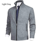 Solide Herrenfarbe Stehkragen Modische offene Strickjacke Cardigan