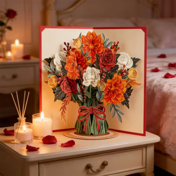 🏆 Über 75.000 Mal verkauft! 🌼💌 Immer blühende 3D-Blumen-Pop-up-Karte – mit personalisierter Liebesbotschaft und ewig blühenden Blumen.