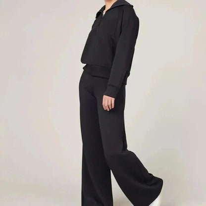 💝🔥Black-Friday-Mega-Angebot – 50 % Rabatt!🔥Damen-Loungeset aus 2 Teilen mit Oversize-Schnitt, halbem Reißverschluss und weitem Bein