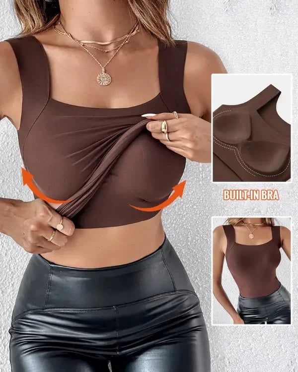 💐Thermische Tank-Tops für Damen mit U-Ausschnitt und integriertem BH💓