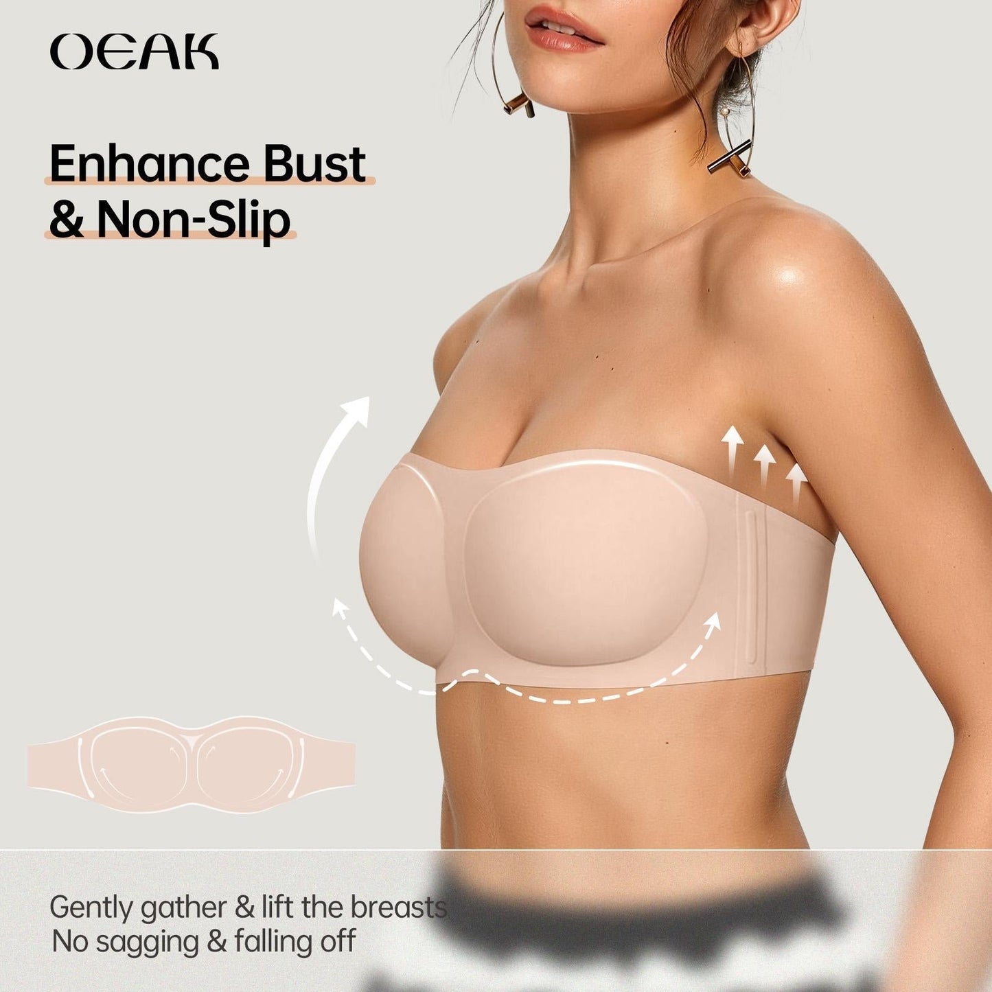 💞Damen-BHs ohne Träger, Push-up-BHs, Bandeau-BHs, rutschfeste, bügellose, stützende, gepolsterte BHs, nahtlose, bequeme Tube-BHs und Jelly-BHs