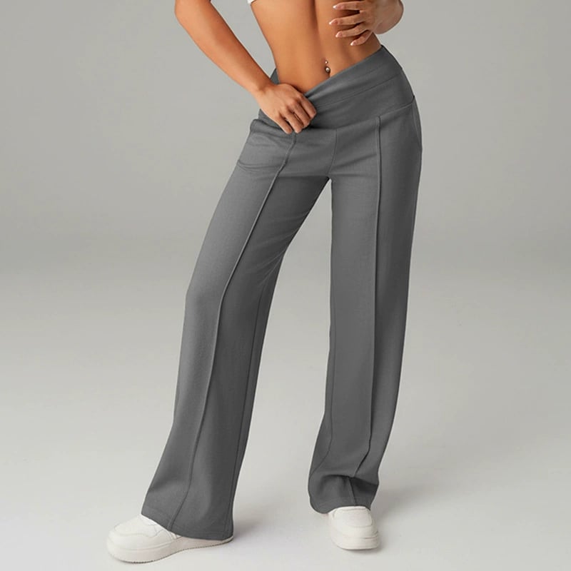 ⏰ 50.000+ VERKAUFT!💕 Damen-Unifarbene Weite Straight-Leg-Hose