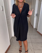 🔥2025 Neue Produkte🔥V-Ausschnitt Twist-Kleid mit kurzen Ärmeln