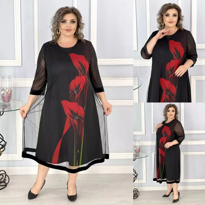 🔥🎉【S-4XL】2025 Elegante y sofisticado vestido de gasa negro